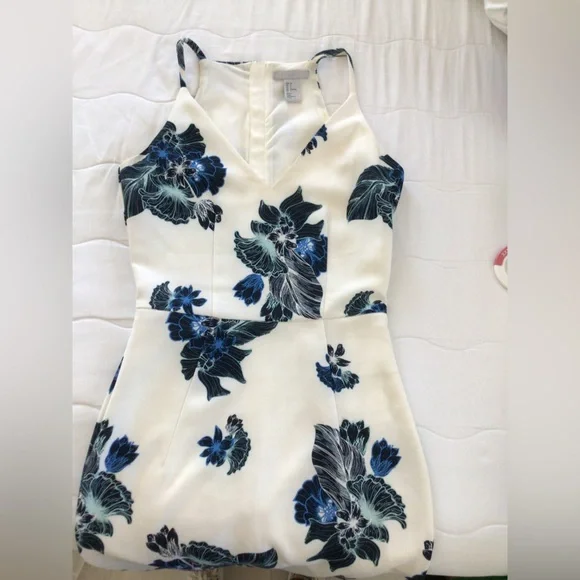Dresses | White Dress Sith Blue And Green Flowers | Poshmark